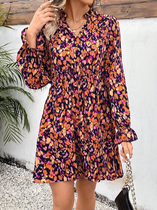 SHEIN Dresses & Skirts - SHEIN Purple & Orange Floral Tiered Midi Dress